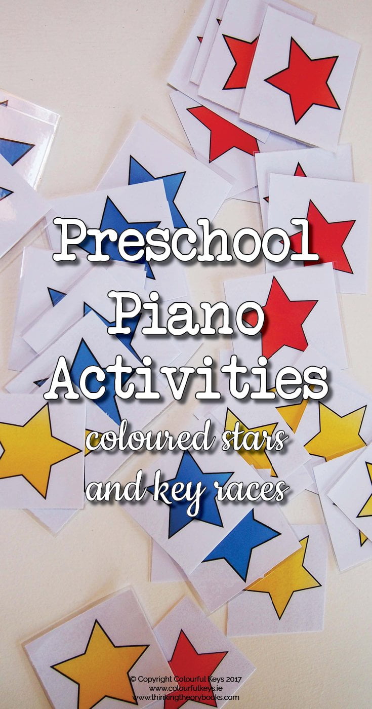 Coloured stars for piano preschoolers