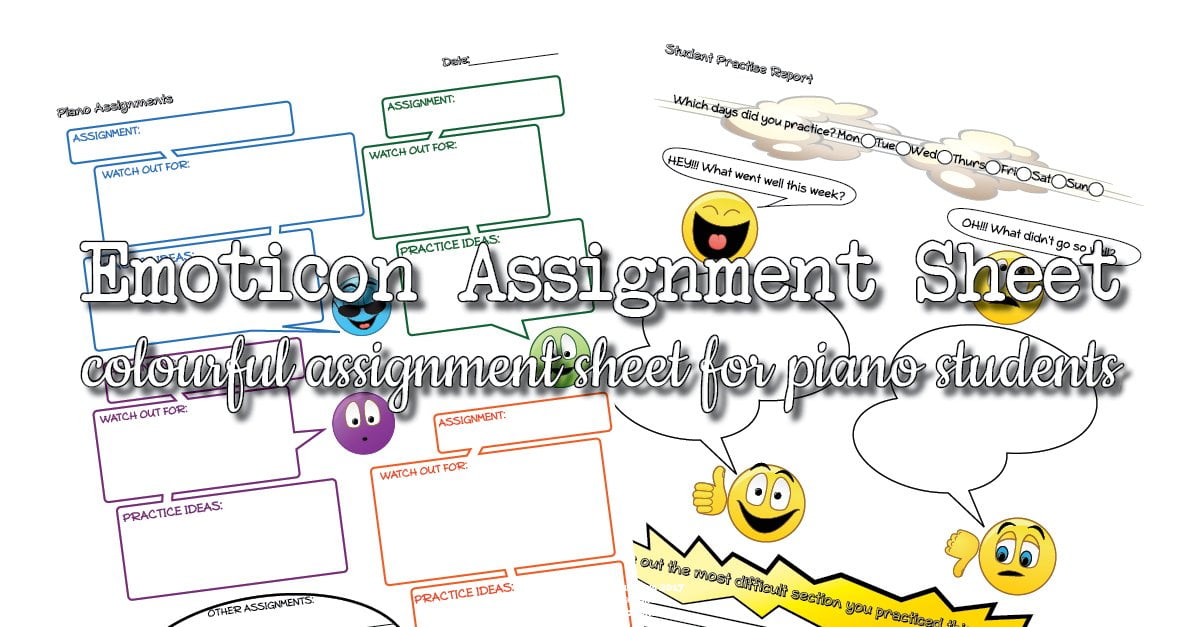 Emoticon piano assignment sheet