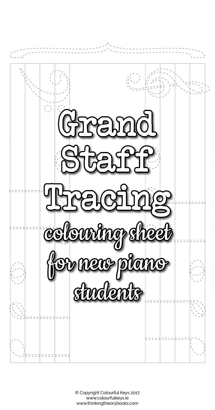 Grand staff colouring worksheet for piano students