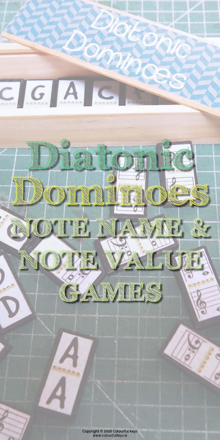 Diatonic dominoes note name game for music students.