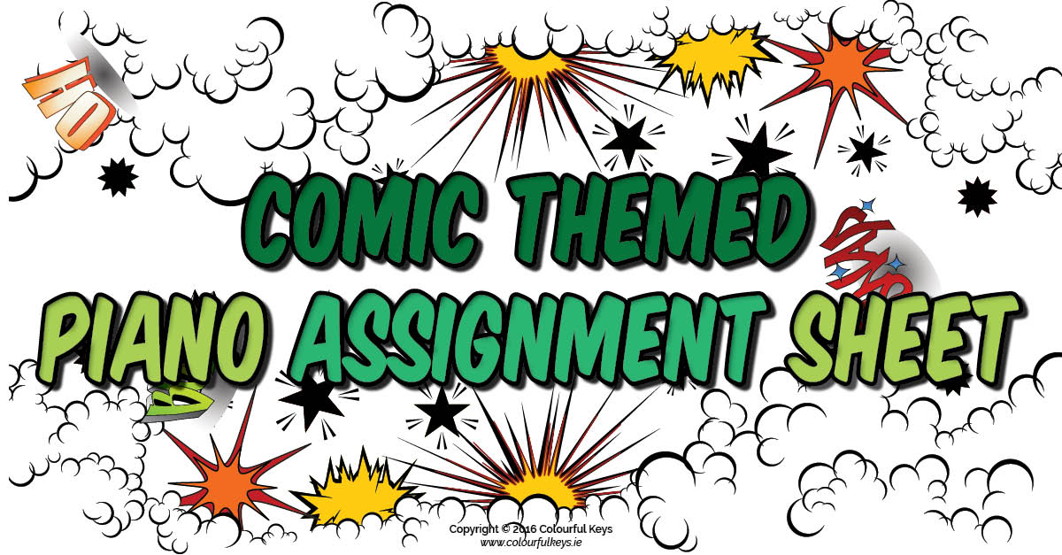 Comic piano assignment sheet