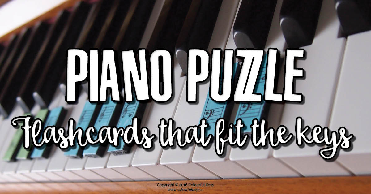 Piano flashcards that fit the keys