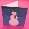 Christmas Card Snowman Nighttime