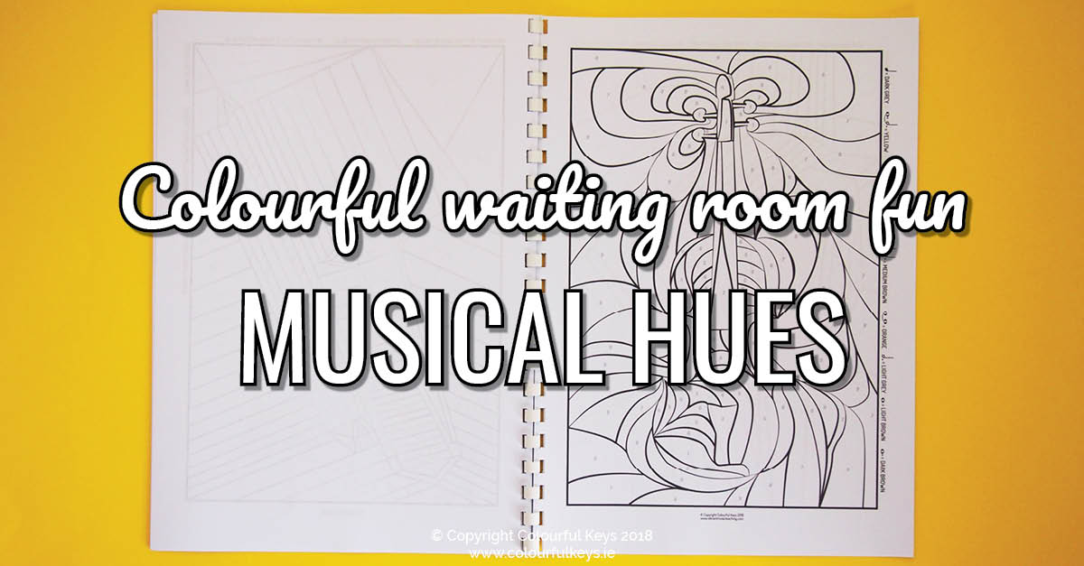 Musical Hues colouring book with a difference for music students