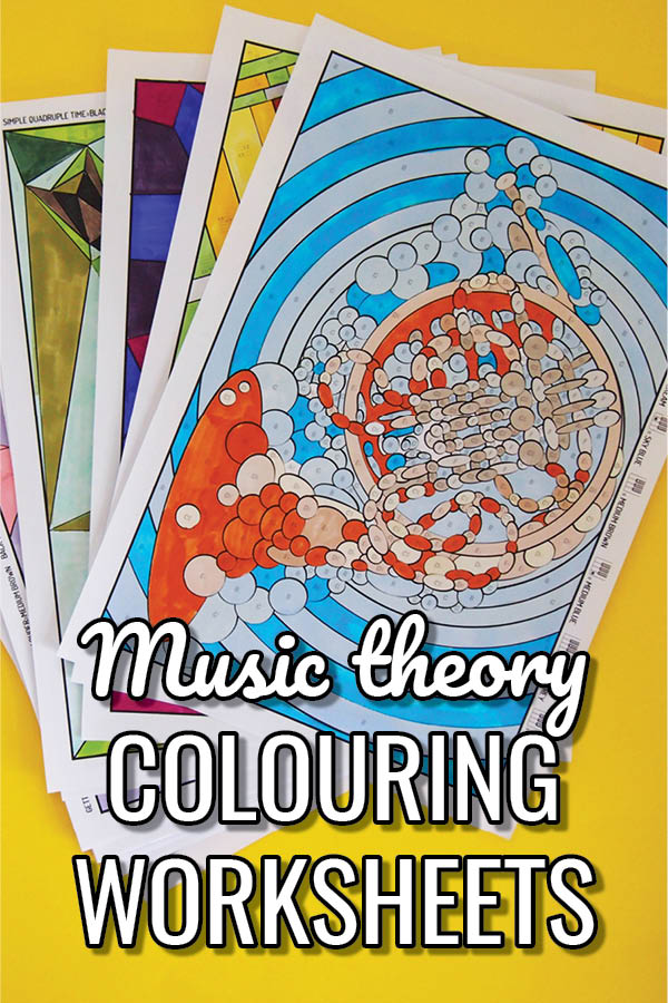 Musical Hues colouring book with a difference for music students