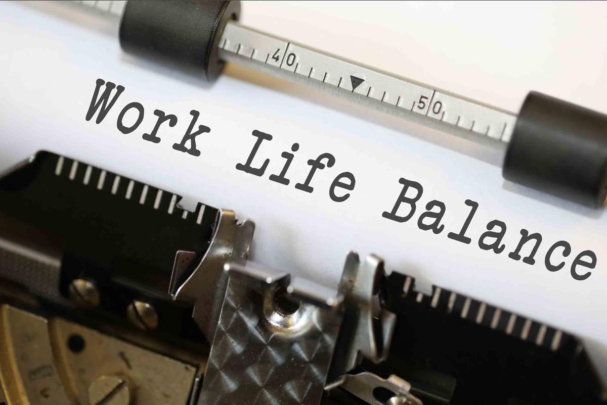 Typewriter showing 'work life balance'
